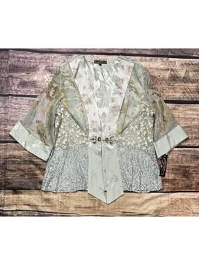 VTG Violet Kay Kimono Top Womens Large Embellished Silk Blend Made in USA